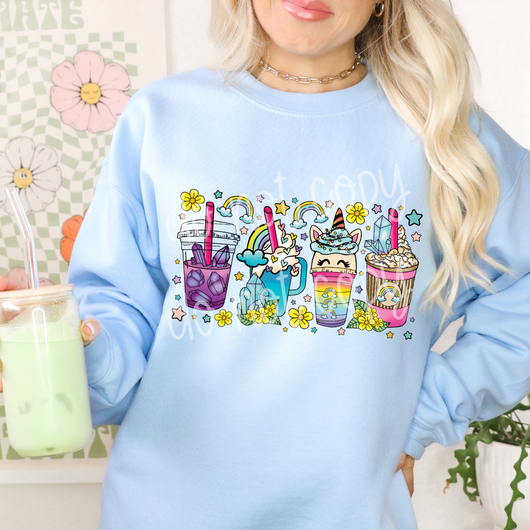 Rainbow unicorn cups 8" /20.32cm DTF Transfer (#23)