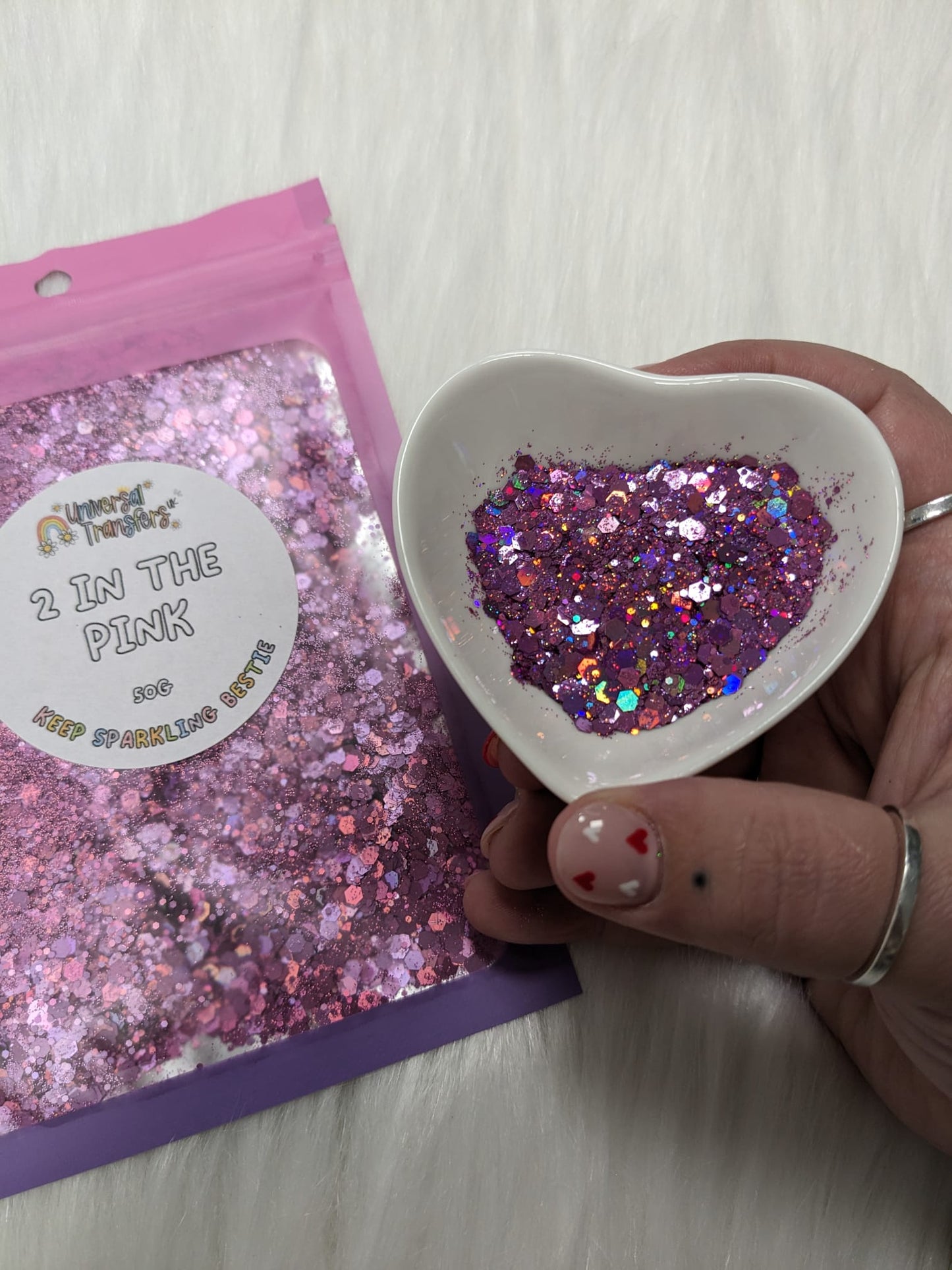 2 in the pink 50g glitter pouch