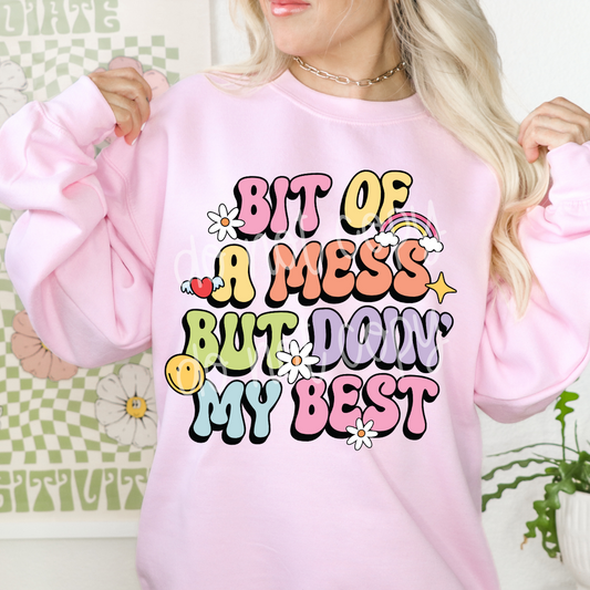 Bit Of A Mess But Doin My Best 8" /20.32cm  DTF Transfer (#8)