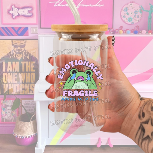 Emotionally fragile Frog 3" / 7.62cm wide uvdtf single sticker (#63)