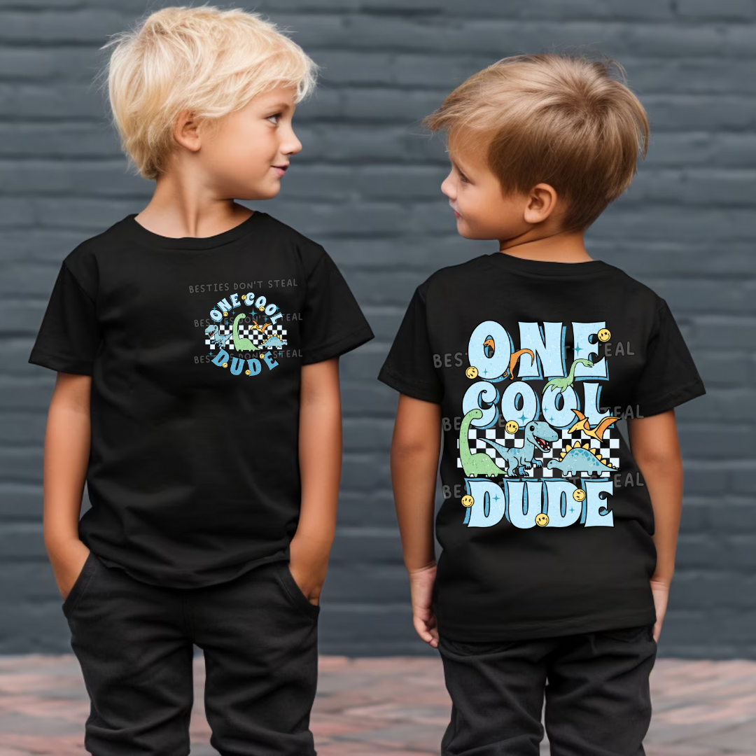 One cool dude blue checks 5" & 3" DUO DTF (#102)