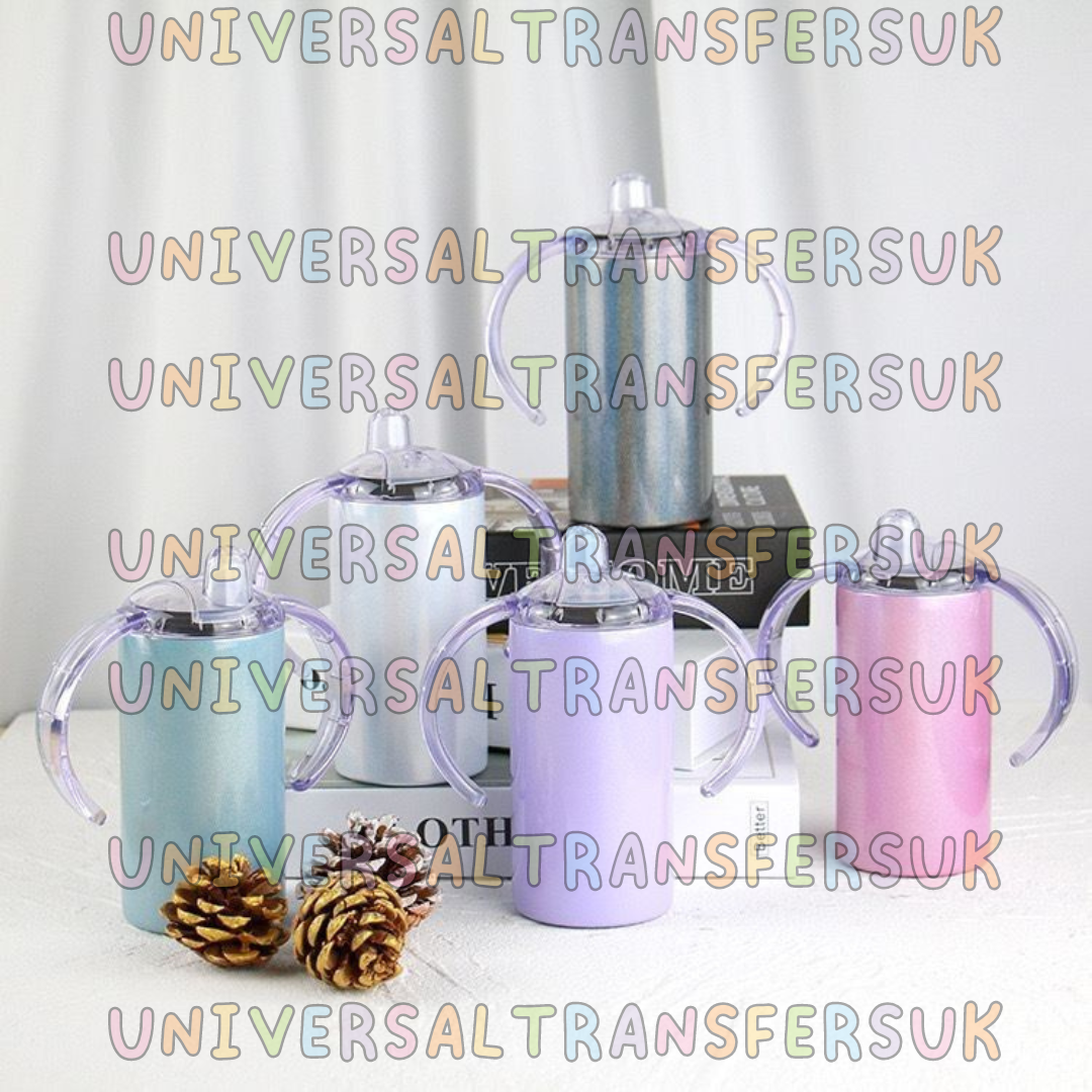 *PRE-ORDER* 12oz Pearl white Sublimation Glitter Sippy Cup *Due in 20/5/24*