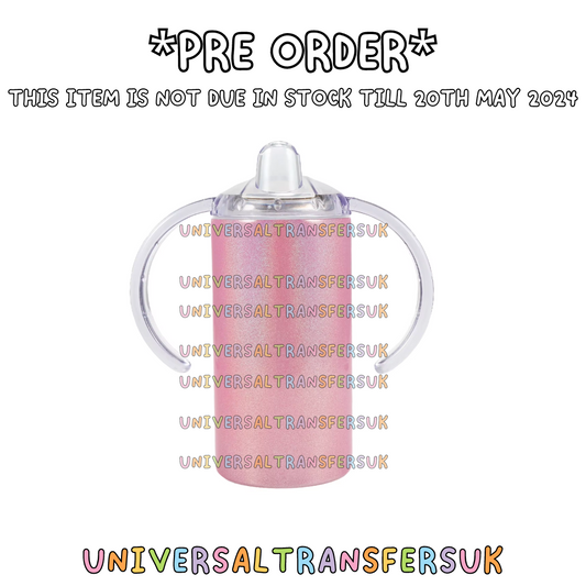 *PRE-ORDER* 12oz Pink Sublimation Glitter Sippy Cup *Due in 20/5/24*