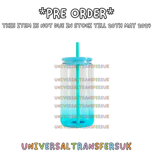 *PRE-ORDER* 16oz glass Clear to ombre teal ombre *Due in 20/5/24*