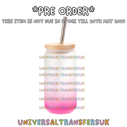 *PRE-ORDER* 16oz hot pink Ombre Frosted Libby Glass *Due in 20/5/24*