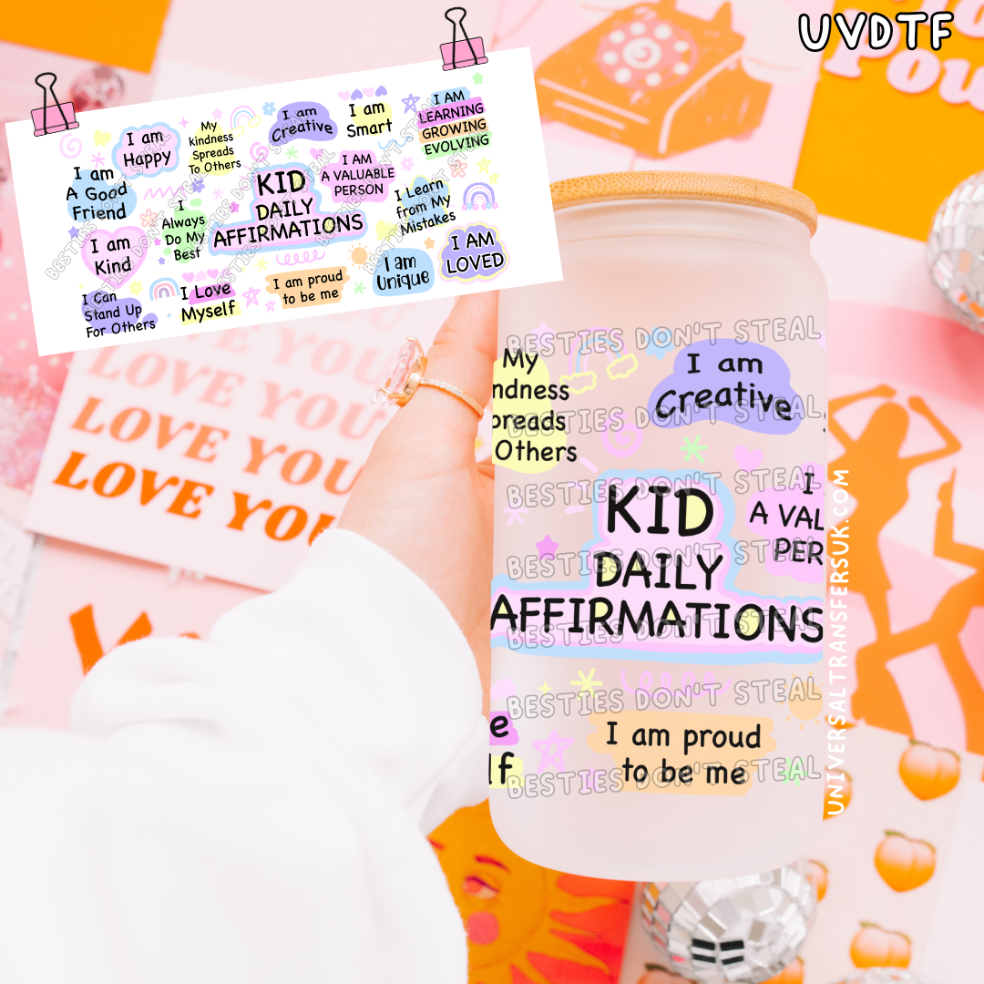 Kid daily affirmation 16oz UVDTF wrap (#17)