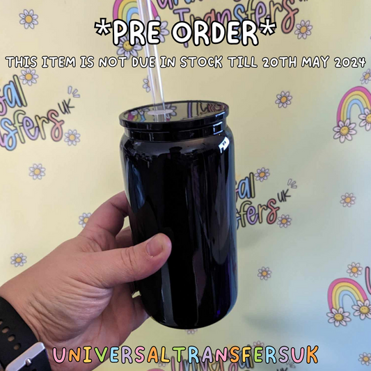 *PRE-ORDER* 16oz ALL BLACK Libbey glass cup with black plastic lid *Due in 20/5/24*