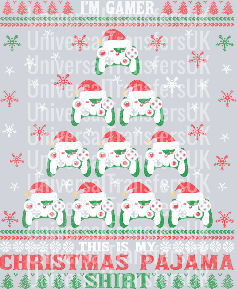 I'm Gamer Christmas Pajama Gamepad Controller Rows with Hats
