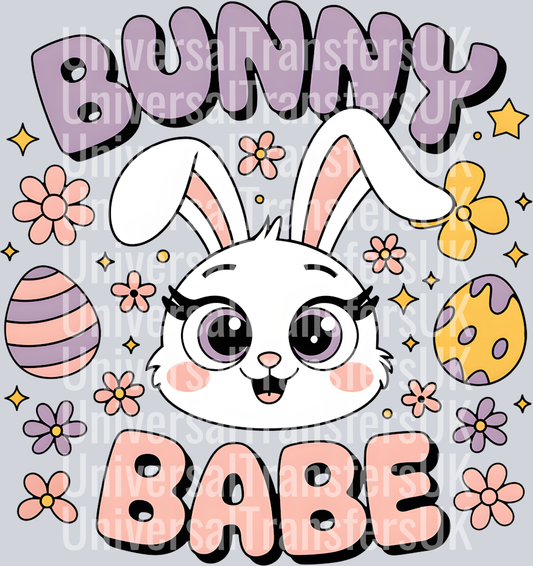 Bunny Babe Eggs and Flowers