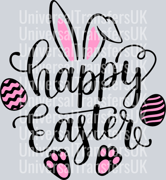 Black Pink Happy Easter bunny