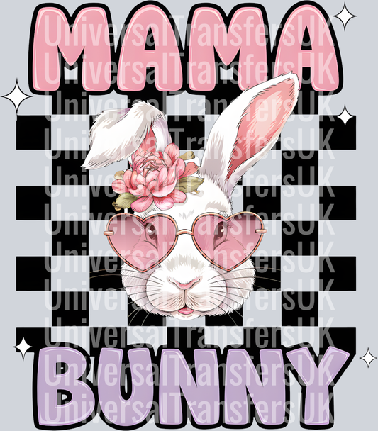 Chequered Mama Bunny with Heart Shape Glasses
