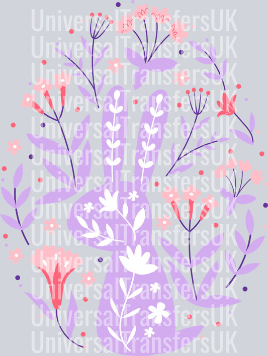 Floral Easter Egg with Bunny Blue