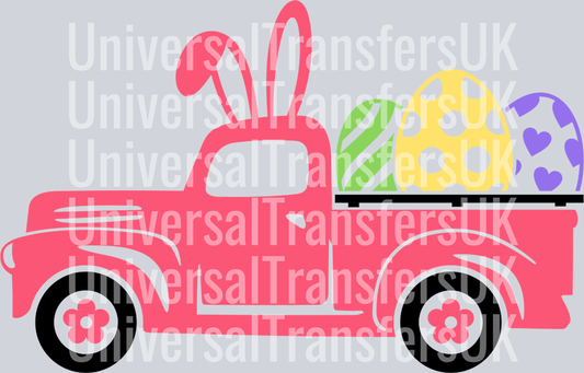 Happy Easter Pink Truck with Eggs