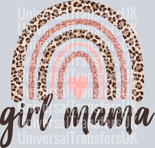 girl mama pink leopard print rainbow