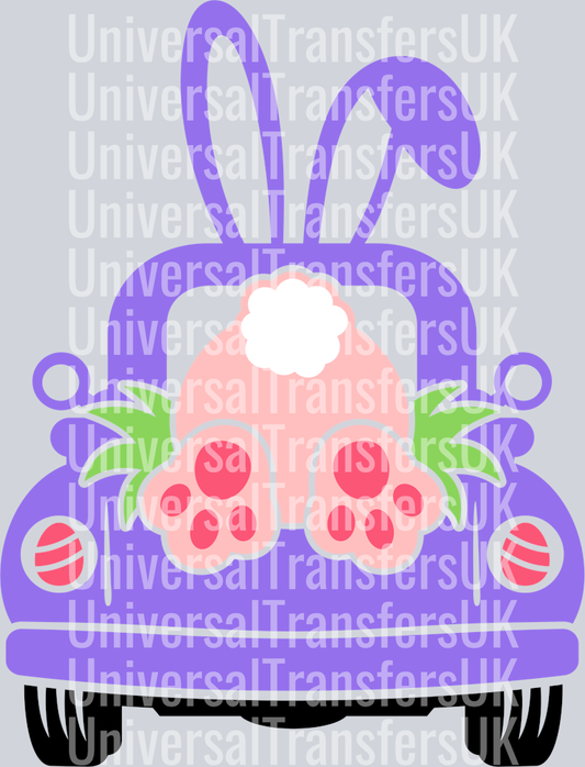 Bunny in back of truck blue