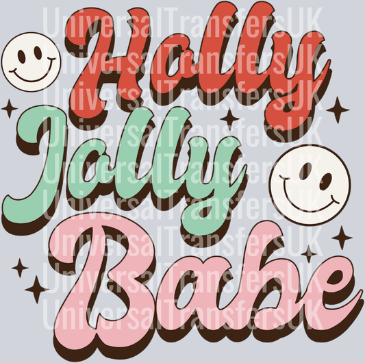Groovy Smiley faces holly jolly babe red green pink