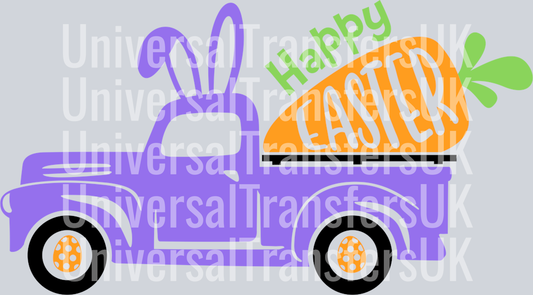 Happy Easter Blue Truck with Carrot
