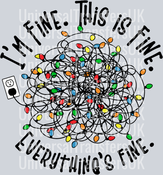 I'm fine, It's fine, everything's fine Tangled Fairy Lights with Black Text