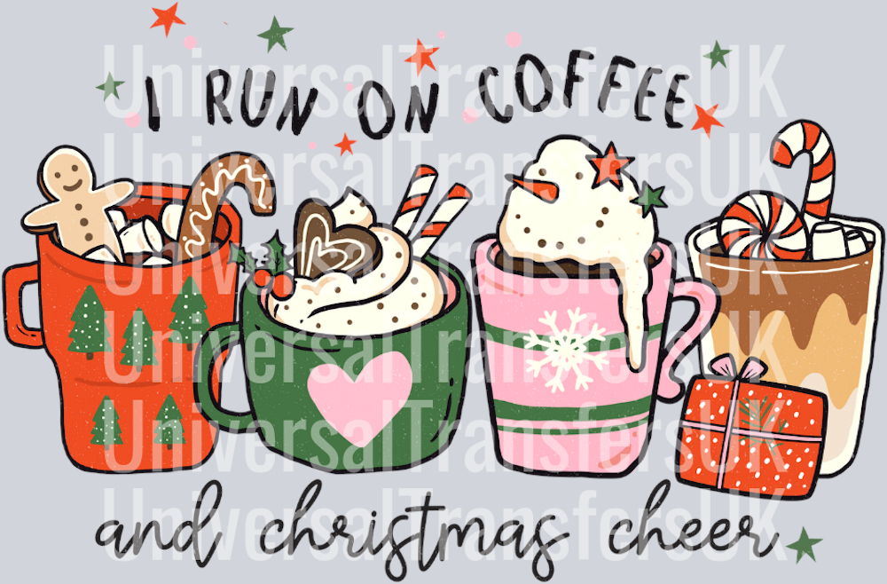 I run on coffee & Christmas cheer mugs 8_ _ 20.32 cm DTF Transfer (POD)